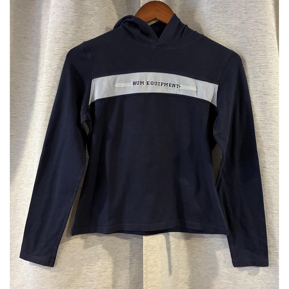 Y2K Bum Equipment Hooded Pullover Long Sleeve Grunge Skate‎ Size Large